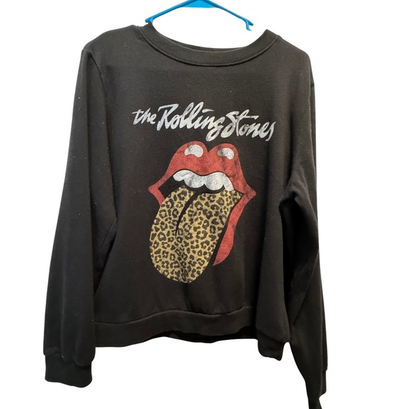 the Rolling Stones Tops - Sale! Rolling Stones Pullover Black Sweatshirt Band Crew Neck Tongue Womens Sz L